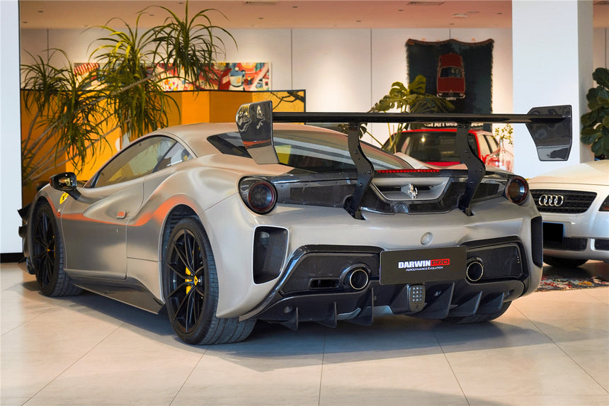 2015-2020 Ferrari 488 GTB Challenge Evo Modena Style Rear Bumper With Deck Lid Wing & Diffuser & Wing