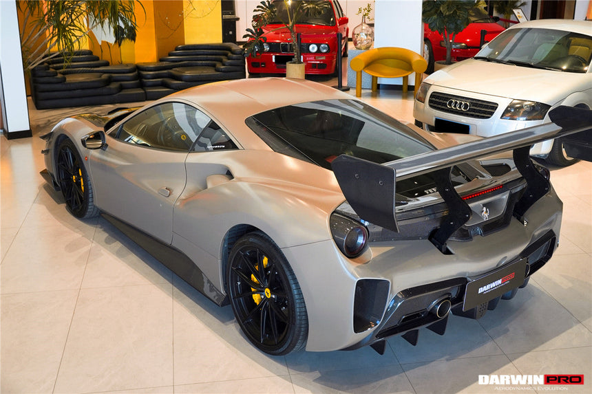 2015-2020 Ferrari 488 GTB Challenge Evo Modena Style Rear Bumper With Deck Lid Wing & Diffuser