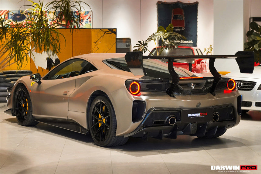 2015-2020 Ferrari 488 GTB Challenge Evo Modena Style Rear Bumper With Deck Lid Wing & Diffuser & Wing
