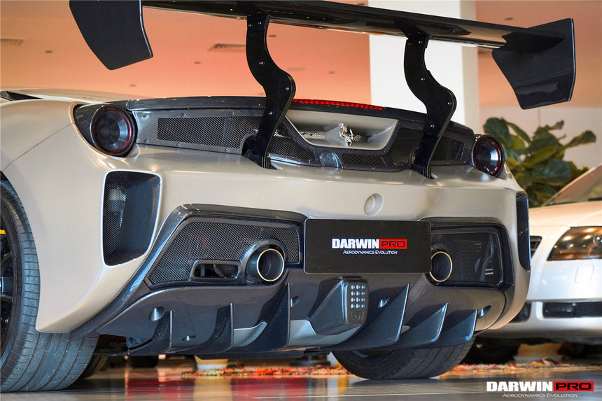 2015-2020 Ferrari 488 GTB Challenge Evo Modena Style Rear Bumper With Deck Lid Wing & Diffuser