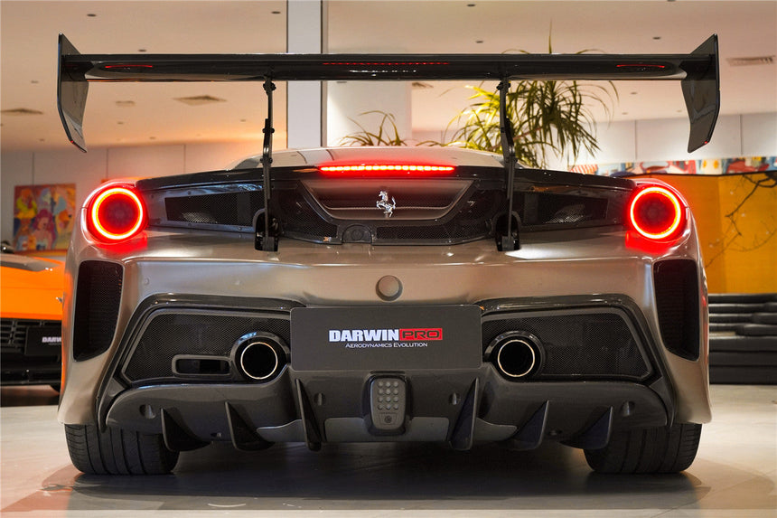 2015-2020 Ferrari 488 GTB Challenge Evo Modena Style Rear Bumper With Deck Lid Wing & Diffuser
