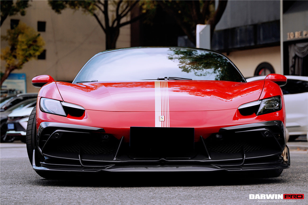 DarwinPRO 2022-2026 Ferrari 296 GTB  GTS Type F171 iMP Carbon Fiber Front Bumper Lip Splitter With Camera holes
