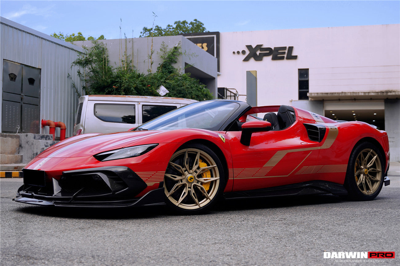 DarwinPRO 2022-2026 Ferrari 296 GTB  GTS Type F171 iMP Carbon Fiber Front Bumper Lip Splitter With Camera holes