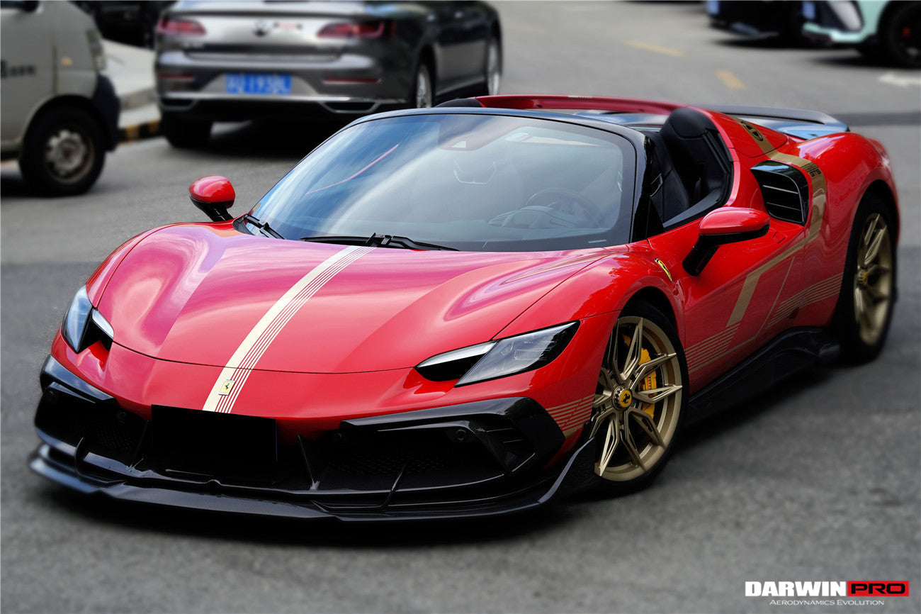 DarwinPRO 2022-2026 Ferrari 296 GTB  GTS Type F171 iMP Carbon Fiber Front Bumper Lip Splitter With Camera holes