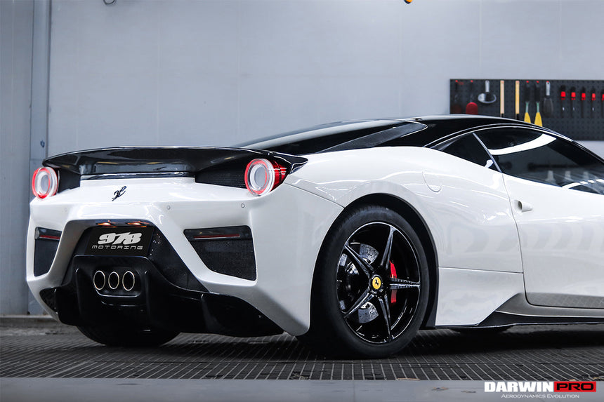 2010-2015 Ferrari 458 Italia Partial Carbon Fiber Rear Bumper And Fiber Trunk With Tail Light Cover DarwinPRO (BKSS Design)