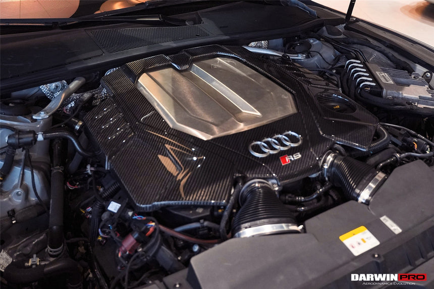 2019-UP Audi RS6 Avant C8 | RS7 C8 Quattro Dry Carbon Fiber Engine Cover Replacement DarwinPRO (OEM)