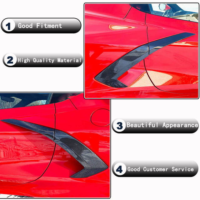 Dry Carbon Fiber Side Fender Vent for Chevrolet Corvette C8 20-22 2-Door Door Handle Cover