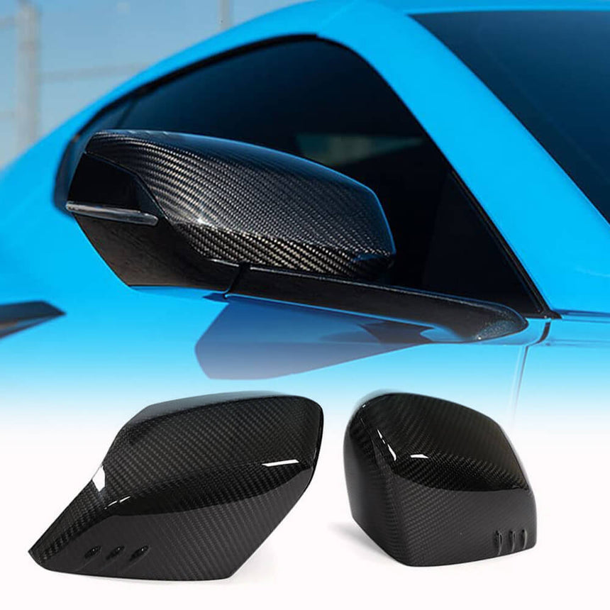 Dry Carbon Fiber Mirror Covers for Chevrolet Corvette C8 20-22 2-Door Add-on Side Rearview Mirror Cover Caps Pair