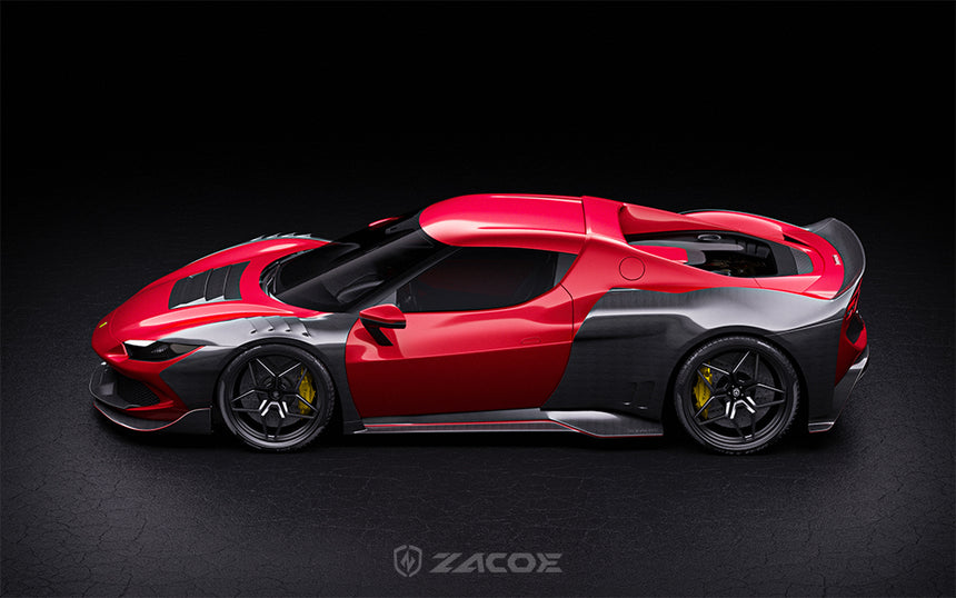 Ferrari 296GTB Dry Carbon Fiber Full Wide Bodykit - Zacoe