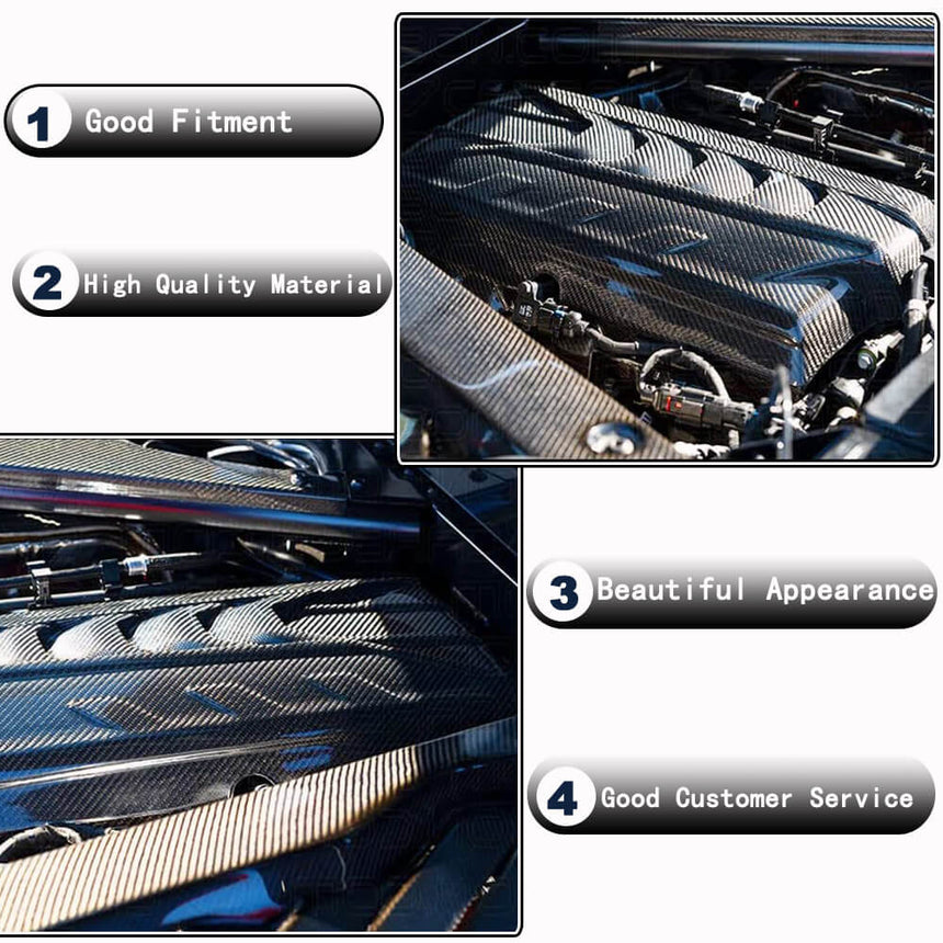 Chevrolet Corvette C8 2020-2022 Dry Carbon Fiber Engine Cover Engine Valve Cover Bonnet Hood Kit