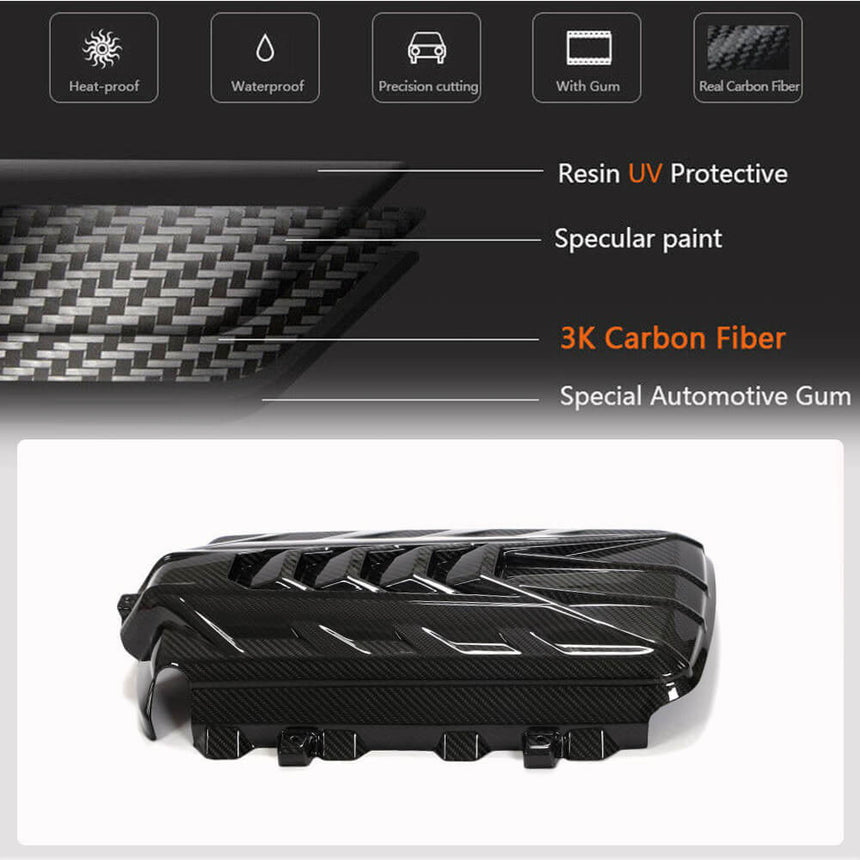 Chevrolet Corvette C8 2020-2022 Dry Carbon Fiber Engine Cover Engine Valve Cover Bonnet Hood Kit