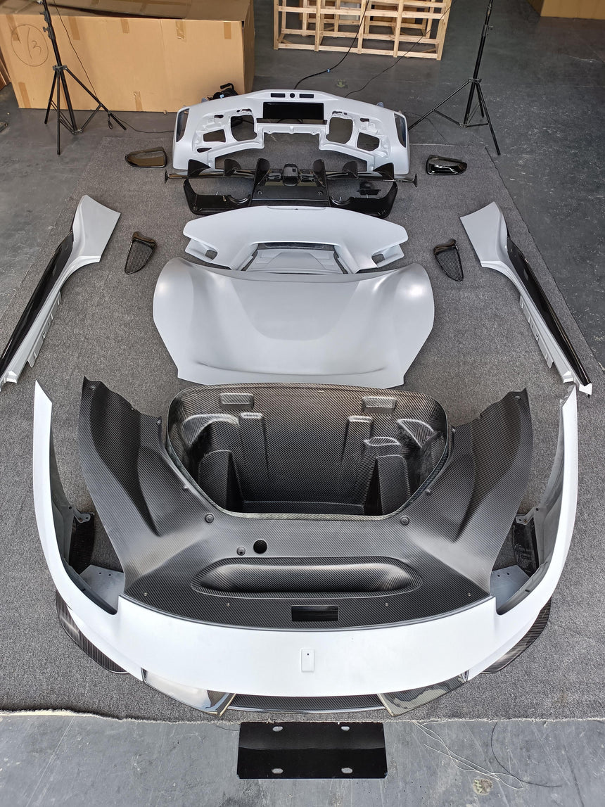 Dry Carbon Fiber Full Set Body Kit Front Bumper Rear Bumper Side Skirt For 488 GTB Pista Style