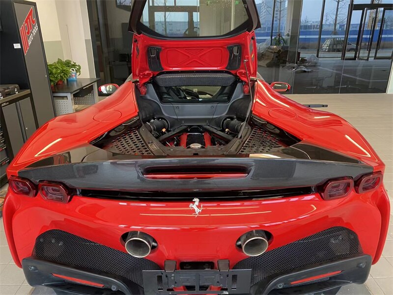 SF90 Rear Wing Spoiler Dry Carbon Fiber 2020 to 2022 SF90  Stradale Assetto Fiorano Style