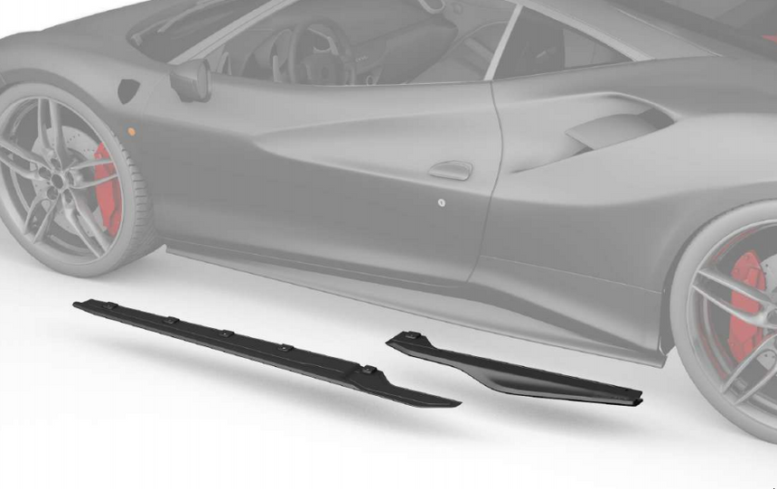 Ferrari 488 GTB Chitu Dry Carbon Fiber Side Skirts - Zacoe