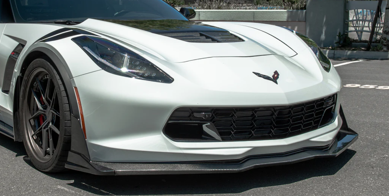 Corvette C7 2014-UP Stage 3 AP style Carbon Fiber Front Lip With Winglets