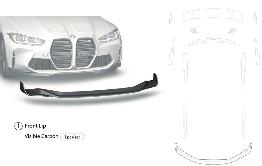 BMW M3 - G80 Dry Carbon Fiber Front Lip - Zacoe