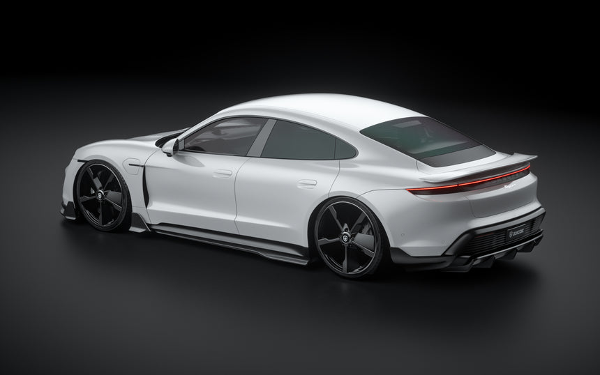 Porsche Taycan Dry Carbon Fiber Diffuser & Rear Side Blades - Zacoe