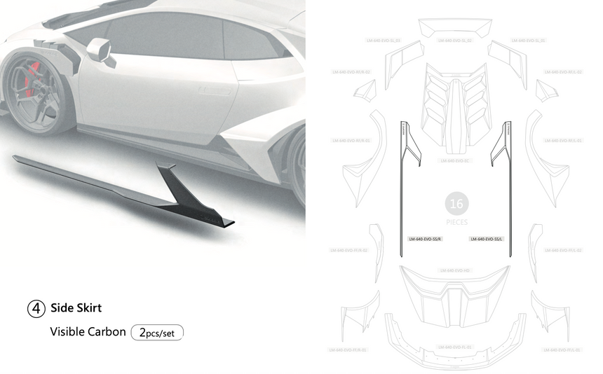 Lamborghini Evo Fusion Runner Wide DCF Full Kit - Zacoe