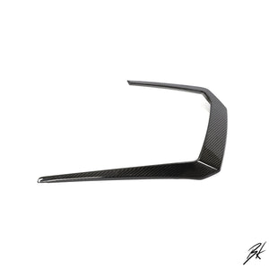 BodyKits Aerodynamics LLC carbon fiber front canard for 2018-2021 Lamborghini Urus with a glossy weave finish.