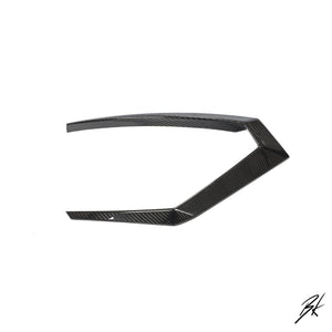 BodyKits Aerodynamics LLC dry carbon fiber canard for 2018-2021 Lamborghini Urus with a sleek aerodynamic design.
