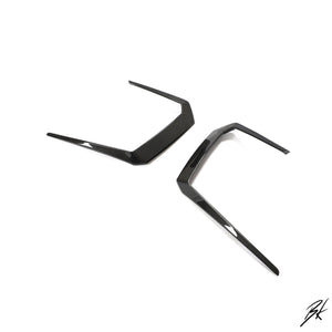 BodyKits Aerodynamics LLC carbon fiber front canards for 2018-2021 Lamborghini Urus with a sleek aerodynamic design.