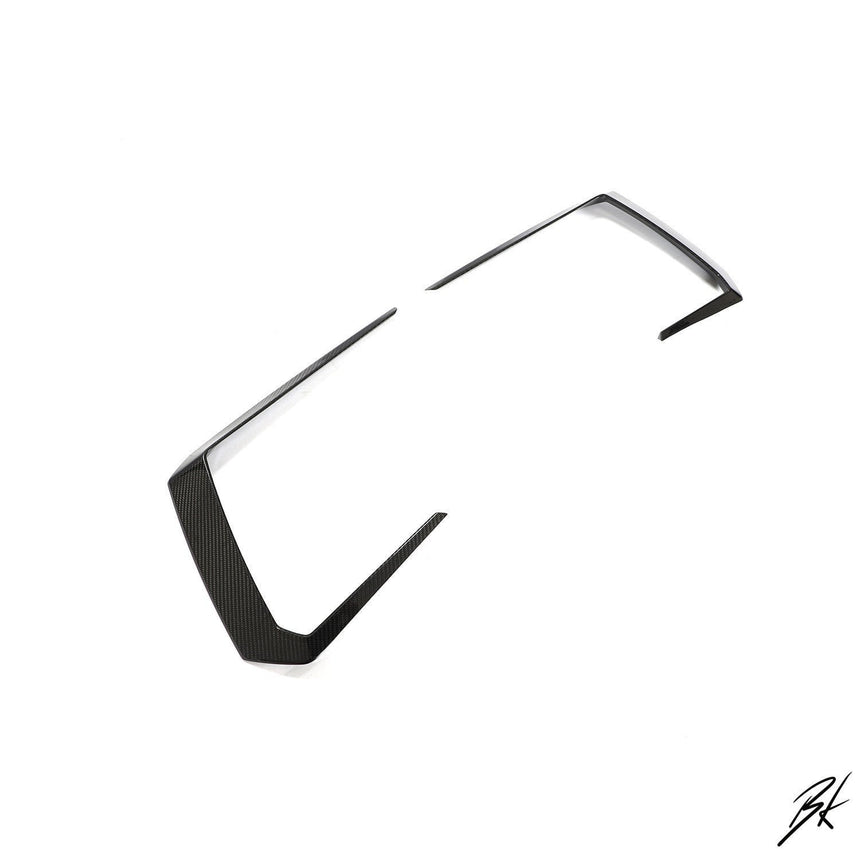 BodyKits Aerodynamics LLC carbon fiber front canards for 2018-2021 Lamborghini Urus with a sleek weave finish