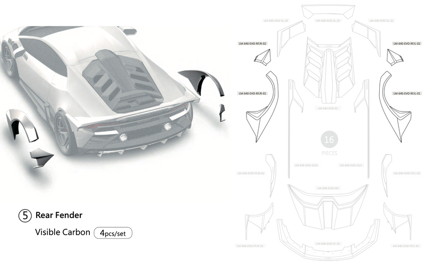 Lamborghini Evo Fusion Runner Wide DCF Full Kit - Zacoe