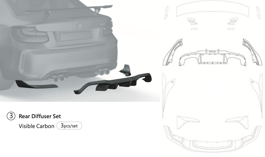 BMW M2 - F87 Dry Carbon Fiber Diffuser - Zacoe