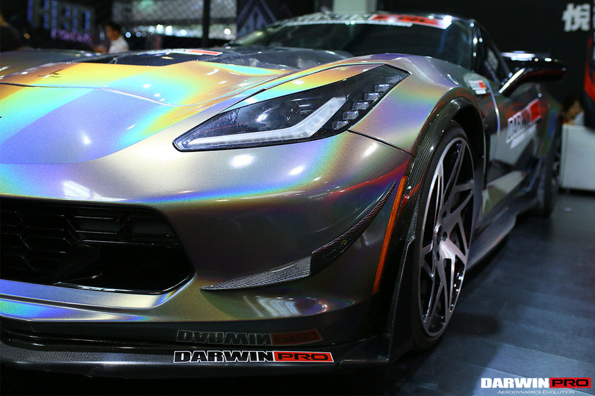 2013-2019 Corvette C7 Z51 Z06 Grandsport Carbon Fiber Front Lip with Caps