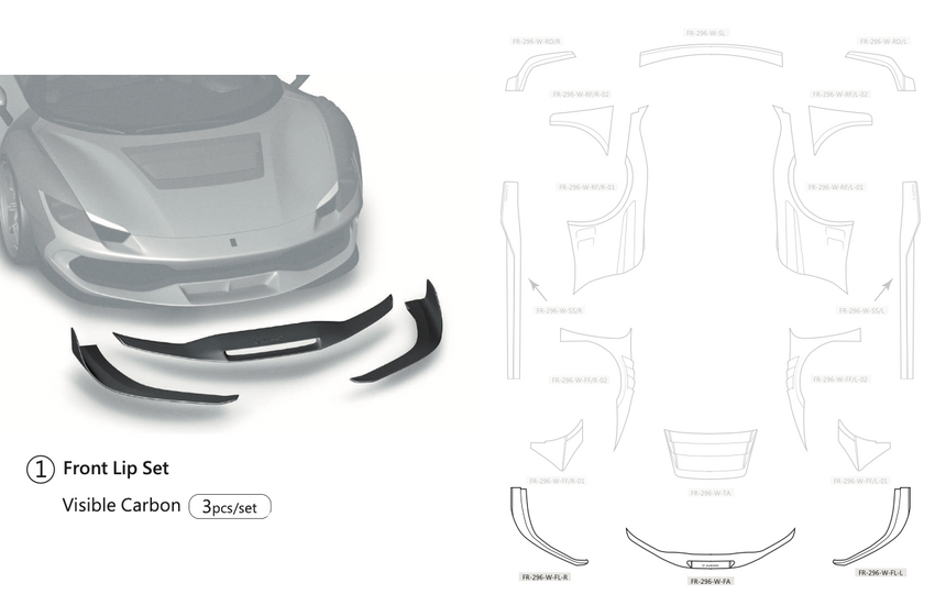 Ferrari 296GTB Dry Carbon Fiber Full Wide Bodykit - Zacoe