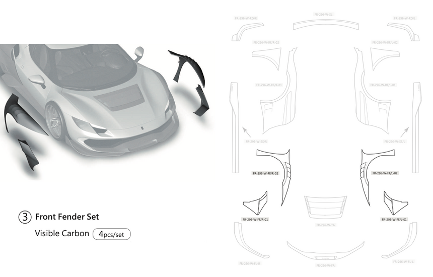 Ferrari 296GTB Dry Carbon Fiber Full Wide Bodykit - Zacoe