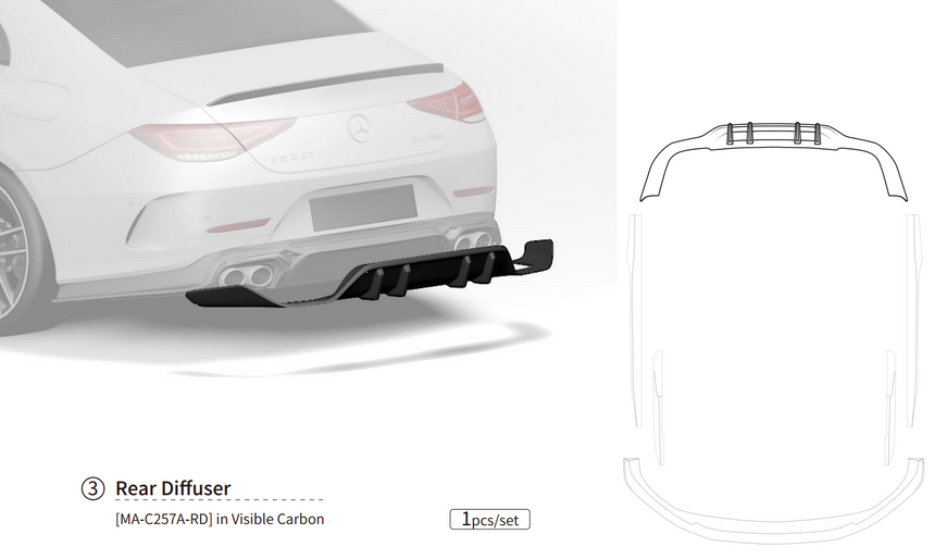 Mercedes CLS53 Dry Carbon Fiber Diffuser - Zacoe