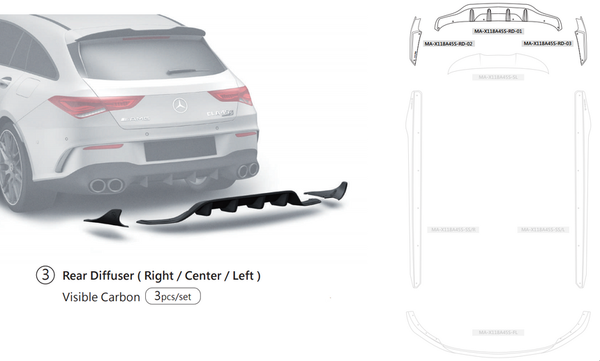 Mercedes CLA45 S Dry Carbon Fiber Diffuser - Zacoe