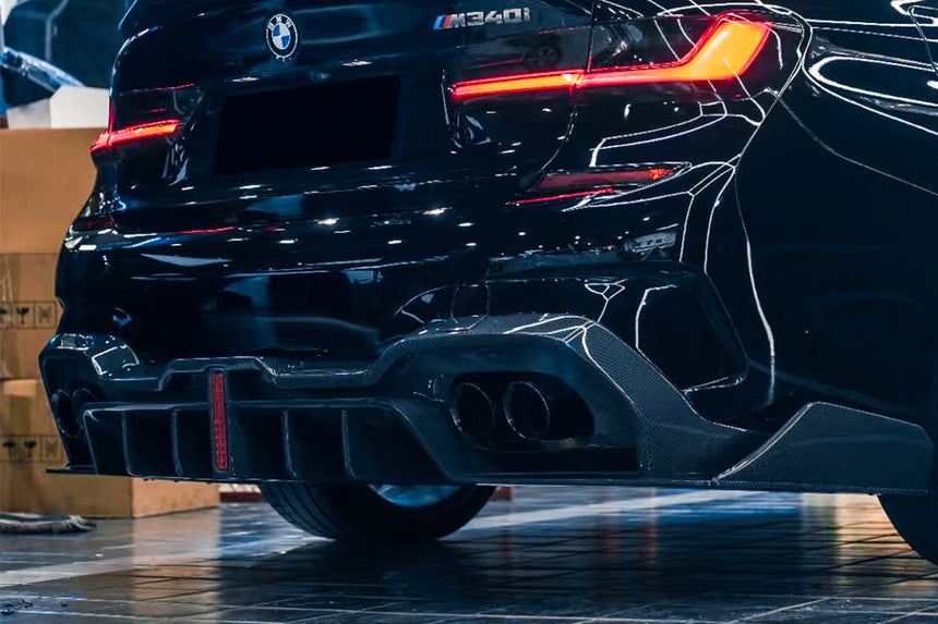 2019-2023 BMW 3 Series G20/G28 BKSS Style Carbon Fiber Rear Diffuser (With 4 Exhaust tips)