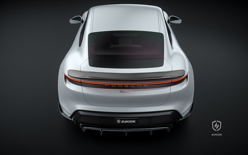 Porsche Taycan Dry Carbon Fiber Diffuser & Rear Side Blades - Zacoe