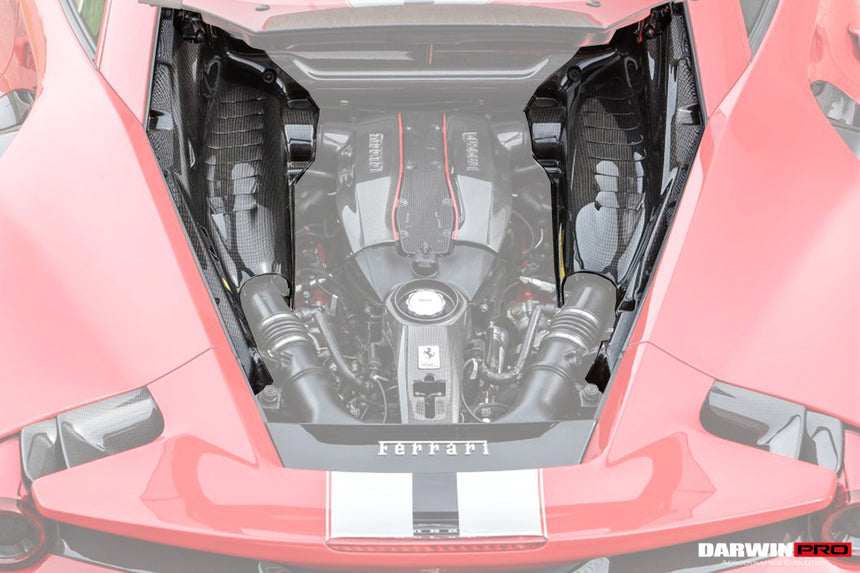 2015-2022 Ferrari 488 GTB/Pista/F8 Dry Carbon Fiber Engine Bay Panels With Heat Protection