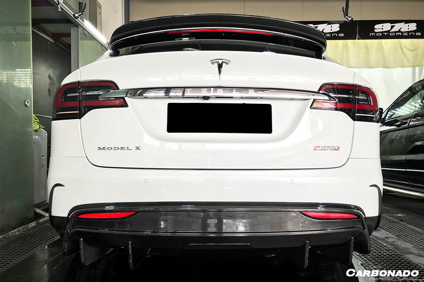 2016-2021 Tesla X SUV RZS Style Carbon Fiber Rear Bumper Canards