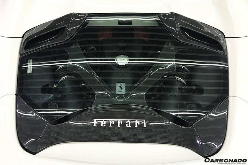 2015-2020 Ferrari 488 Spyder Dry Carbon Fiber Engine Hood With Glass