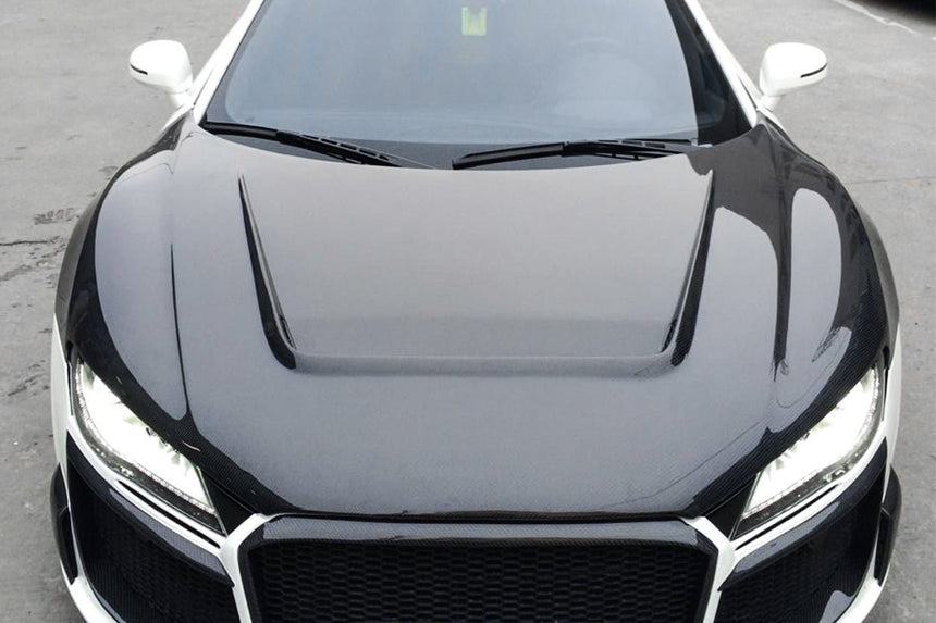 2006-2015 Audi R8 Coupe/Spyder P Style Carbon Fiber Hood BodyKits Aerodynamics LLC - Dubai - united arab emirates - Bodykits UAE - Body kits Dubai - Carbon Fiber UAE - Carbon Fiber Dubai