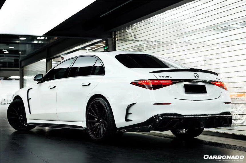 2021-UP Mercedes Benz S Class W223 4Matic Sedan MSY Style Rear Lip with LED Light And Exhaust tips