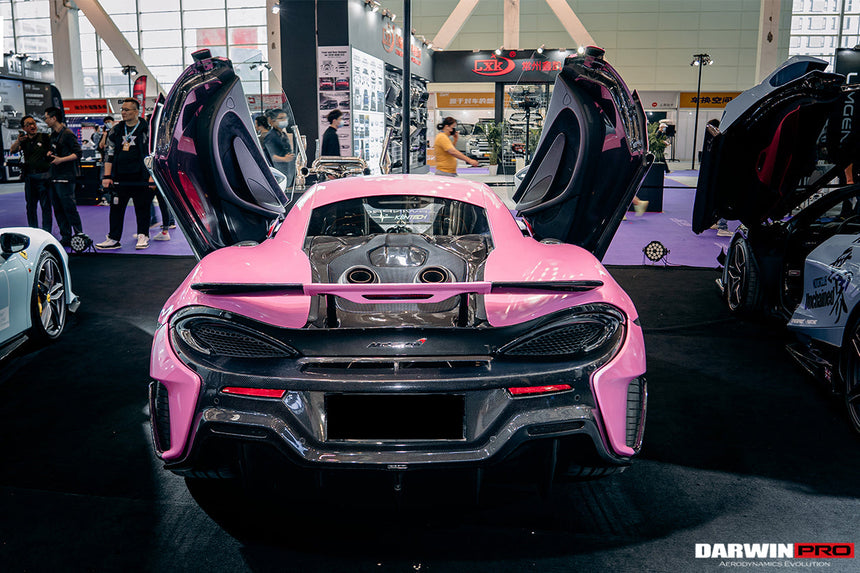 2015-2020 McLaren 540C/570S/570GT 600LT-Style Partial Carbon Fiber Rear Bumper with Diffuser  and Trunk Spoiler and Engine Trunk and Exhaust