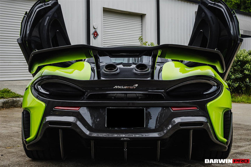 2015-2020 McLaren 540C/570S/570GT 600LT-Style Partial Carbon Fiber Rear Bumper with Diffuser  and Trunk Spoiler and Engine Trunk and Exhaust