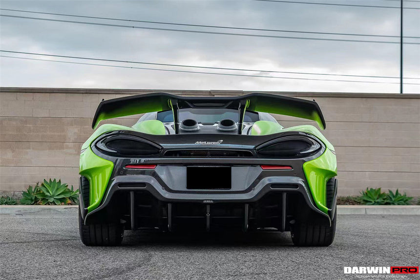 2015-2020 McLaren 540C/570S/570GT 600LT-Style Partial Carbon Fiber Rear Bumper with Diffuser  and Trunk Spoiler and Engine Trunk and Exhaust