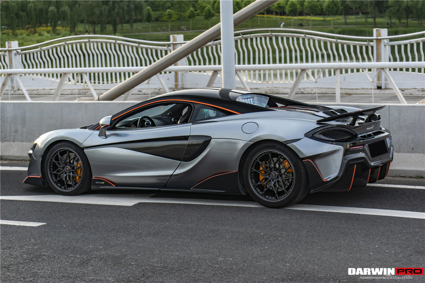 2015-2020 McLaren 540C/570S/570GT 600LT-Style Partial Carbon Fiber Rear Bumper with Diffuser  and Trunk Spoiler and Engine Trunk and Exhaust