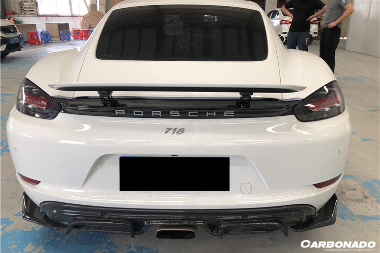 2017-2023 Porsche 718 Cayman/Boxster AM Style Carbon Fiber Rear Lip w/ Caps