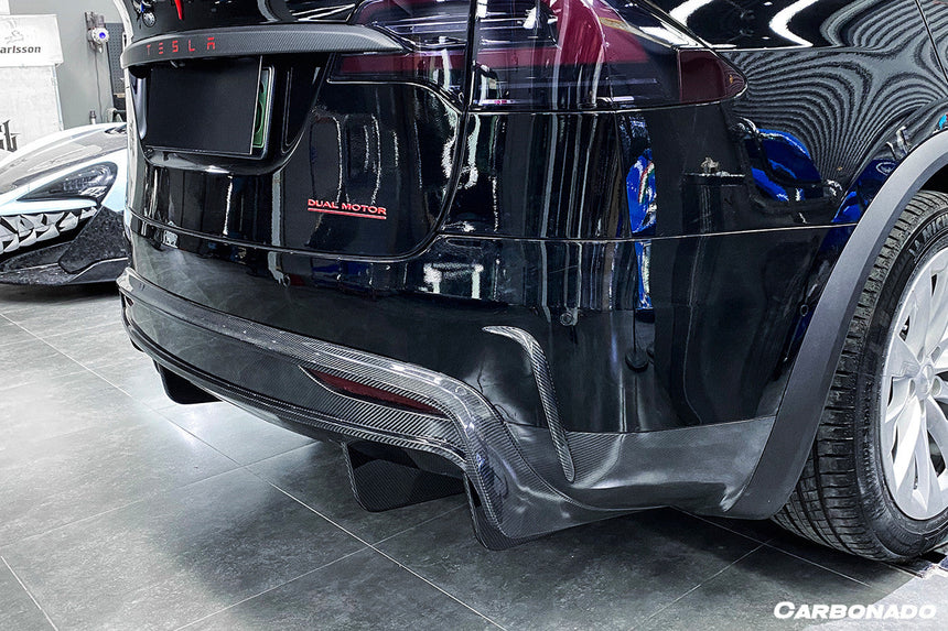 2016-2021 Tesla X SUV RZS Style Carbon Fiber Rear Bumper Canards