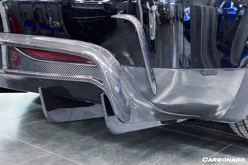 2016-2021 Tesla X SUV RZS Style Carbon Fiber Rear Bumper Canards