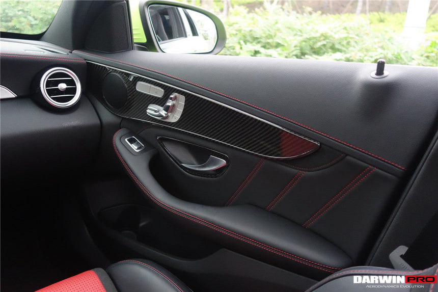 2015-2021 Mercedes Benz W205 C63/S AMG Sedan Carbon Fiber Interior Door Panel Trim Cover Strip