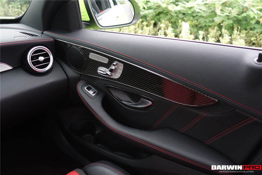 2015-2021 Mercedes Benz W205 C63/S AMG Sedan Carbon Fiber Interior Door Panel Trim Cover Strip