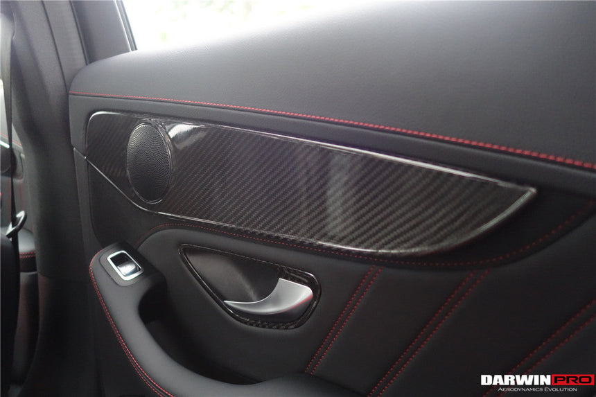 2015-2021 Mercedes Benz W205 C Class GLC X253 Carbon Fiber Interior Door Handle Cover Trim